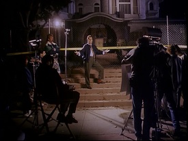 Horton Rivers and the crew outside the haunted house